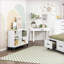 Desks, 42” Transitional Rustic Writing Desk with Drawer, White Finish | Wood | Engineered Wood