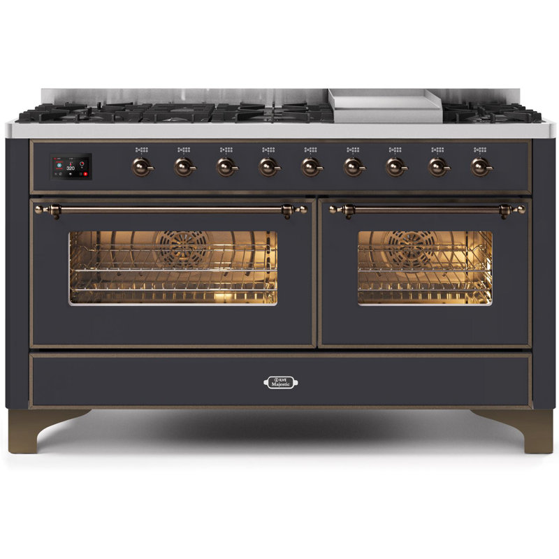 Majestic II 60" 5.02 cu. ft. Freestanding Dual Fuel Range with Griddle, Liquid Propane, Matte Graphite/Bronze