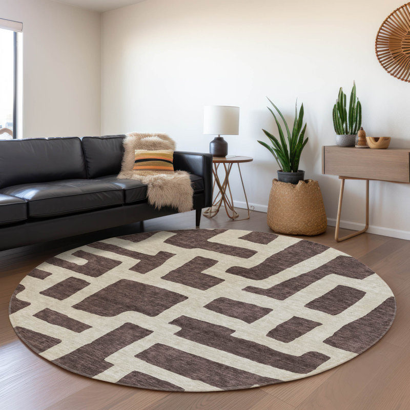 Chaily Abstract Indoor / Outdoor Rug, Round 8'