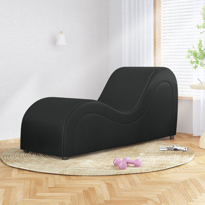 Wrought Studio™ 64" Yoga Chaise Lounge Chair For Living Room Relaxing, S-shape Yoga Sofa Chairs For Adults Yoga Exercising Stretching, Faux Leather & by Wrought Studio