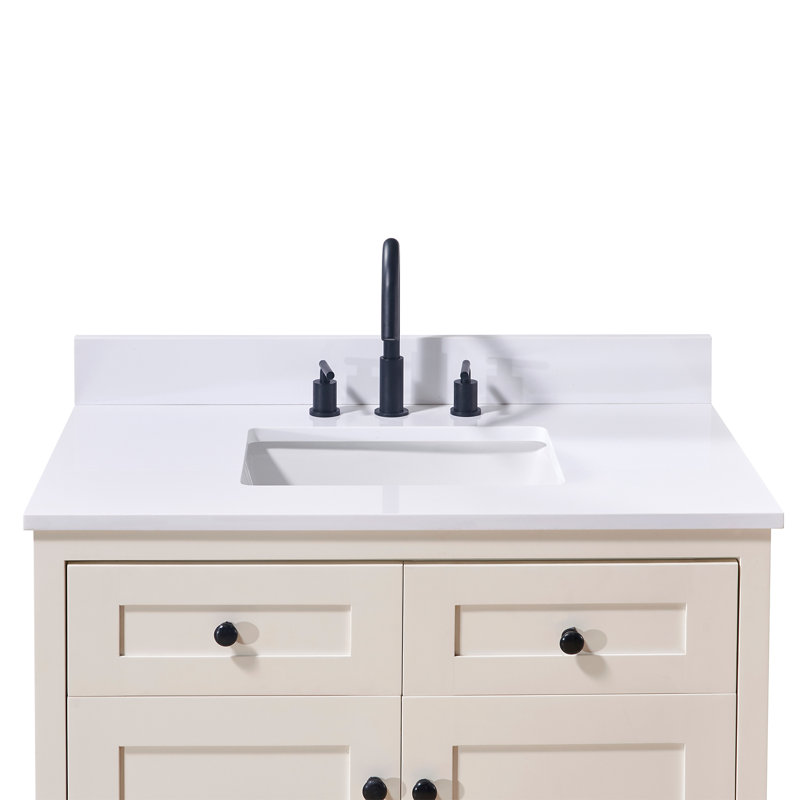 Andalo 37" Single Bathroom Vanity Top in Snow White with Sink