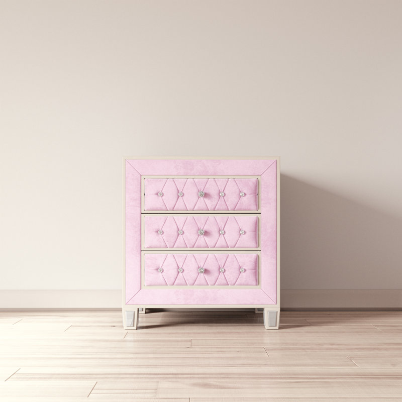 Havelka 3 - Drawer Nightstand, Pink