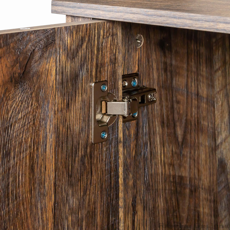 Buffet avec armoire de rangement en bois, table de buffet avec 4 portes et 4 tablettes ouvertes, Espresso