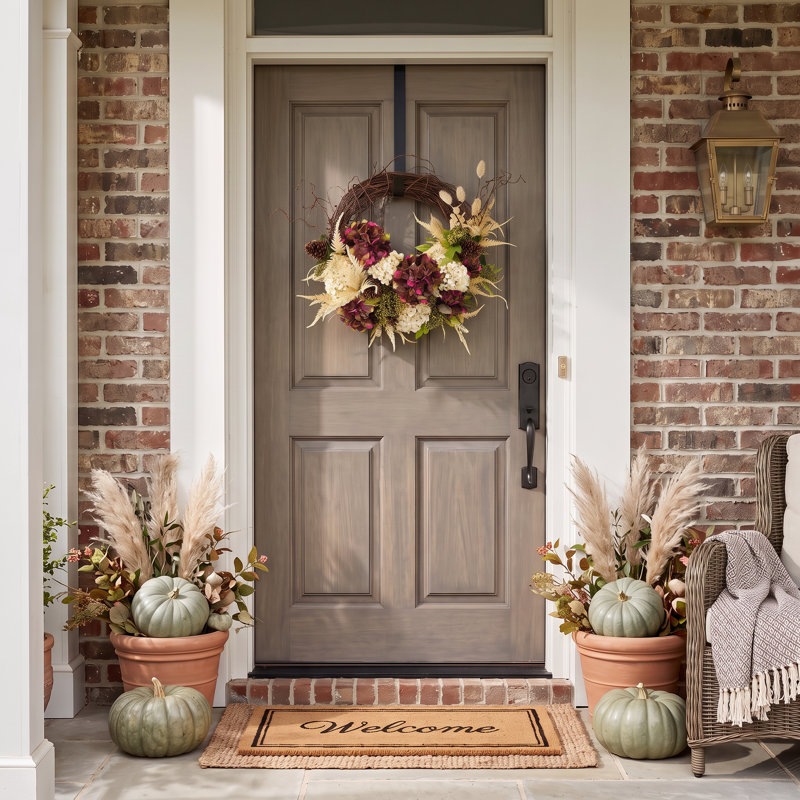 23" Queen Anne's Lace and Fern Wreath, Burgundy