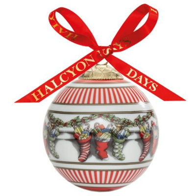 Holiday Stockings 3.15'' Handmade Ceramic / Porcelain Ball Ornament