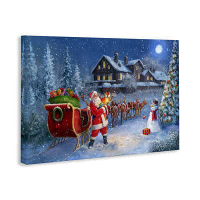 «Santa's Sleigh & Lantern», art mural sur toile par Grateful Licensing Studio