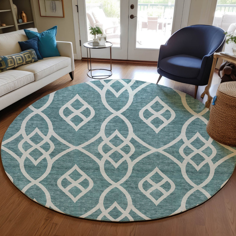 Malek Indoor/Outdoor Area Rug with Non-Slip Backing, Round 8'