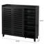 Armoire à chaussures en bois noir mat avec 2 portes et 5 compartiments ouverts, console de rangement pour vestibule moderne, armoire de rangement pour chaussures avec dessus de table pour vestibule, vestibule et couloir