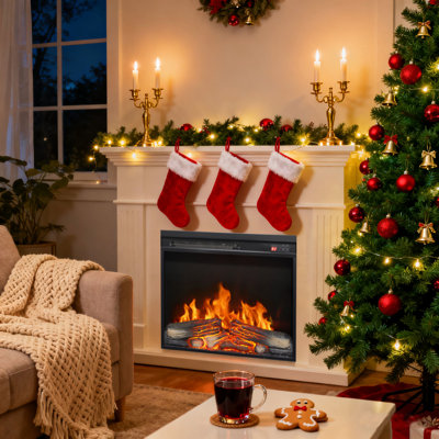 Electric Fireplace Insert 23 Inch Ultra Thin Heater Log Realistic Flame Remote Control Timer Overheating Protection /Ul 1400W Heat 5000 'S Per Hour 11 Temperature Settings 50000 Hours Led Source 4