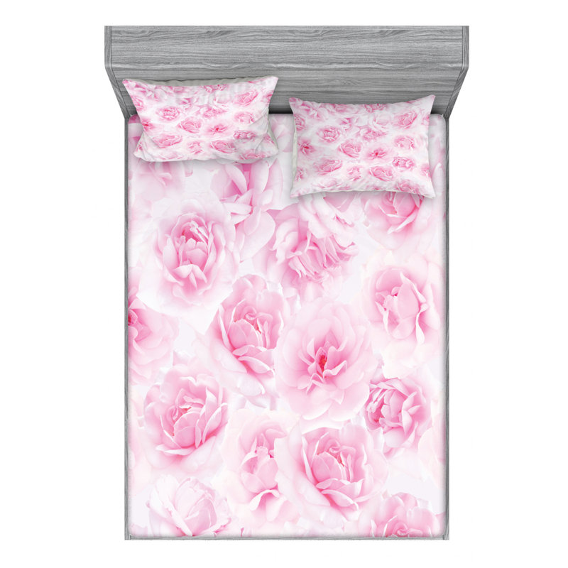 Microfiber Floral Sheet Set, Full Sheet Set with Fitted Sheet