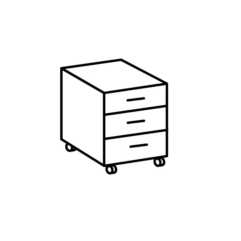 Sacramento 46cm Wide 3 -Drawer Mobile File Cabinet