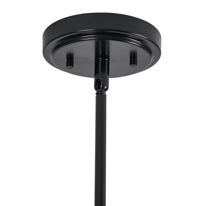 Hampton 1-Light Modern Dimmable Single Outdoor Pendant Light in Matte Black with Frosted White Glass Shade