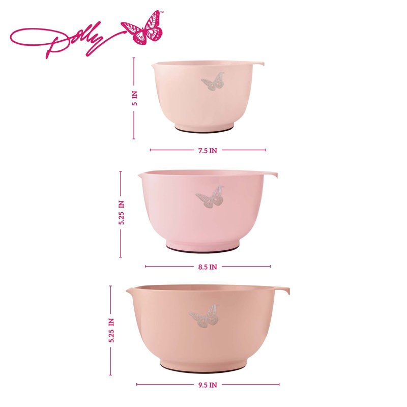 Dolly Parton 3-Piece Mixing Bowl Set, Blush