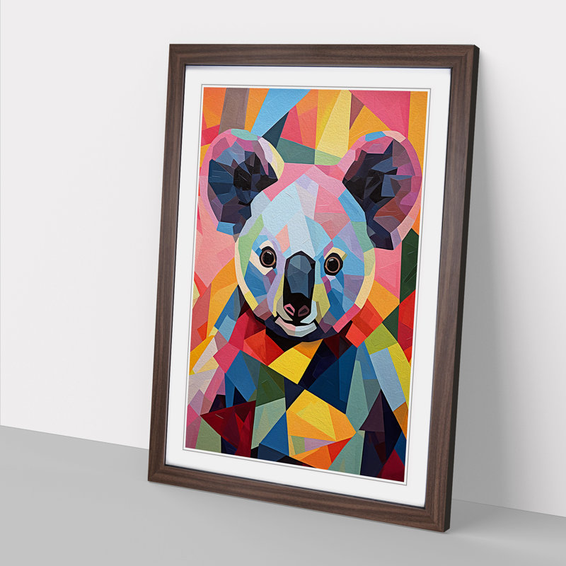Koala Bear Constructivism No.2 - Single Picture Frame Print on Wood, Walnut Framed, 46cm H x 34cm W x 2" D