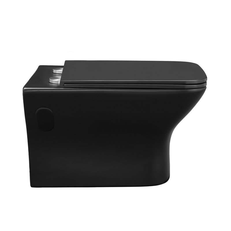 Carre Wall-Hung Elongated Toilet Bowl, Matte Black