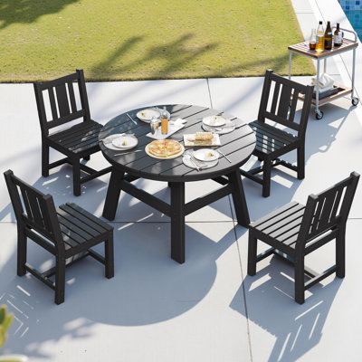 Immie 5 Piece HDPE Outdoor Dining Table Set with Umbrella Hole