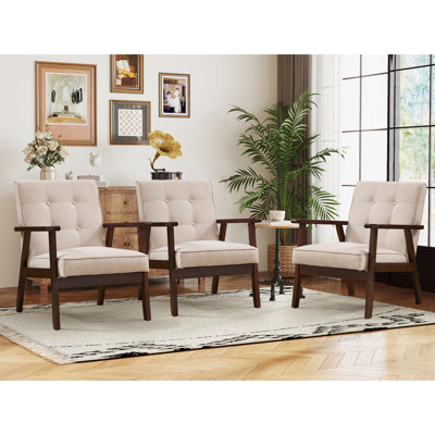 Fauteuil d'appoint rembourré capitonné rétro avec pieds en bois massif 25 po Chesterle