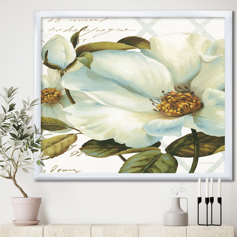 « white fleuring fleur close », reproduction d’art sur toile, Cadre blanc, H 16 po x l 16 po x P 1 po