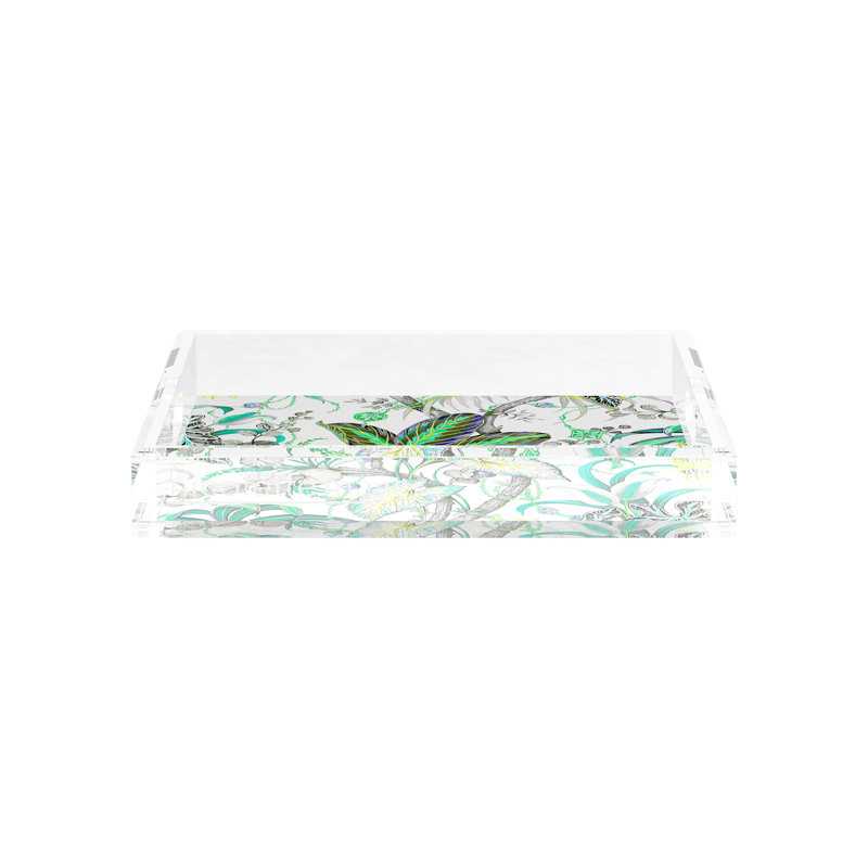 Amazonia Acrylic Square Decorative Tray, 12"W x 12"D x 2"H, Tourmaline
