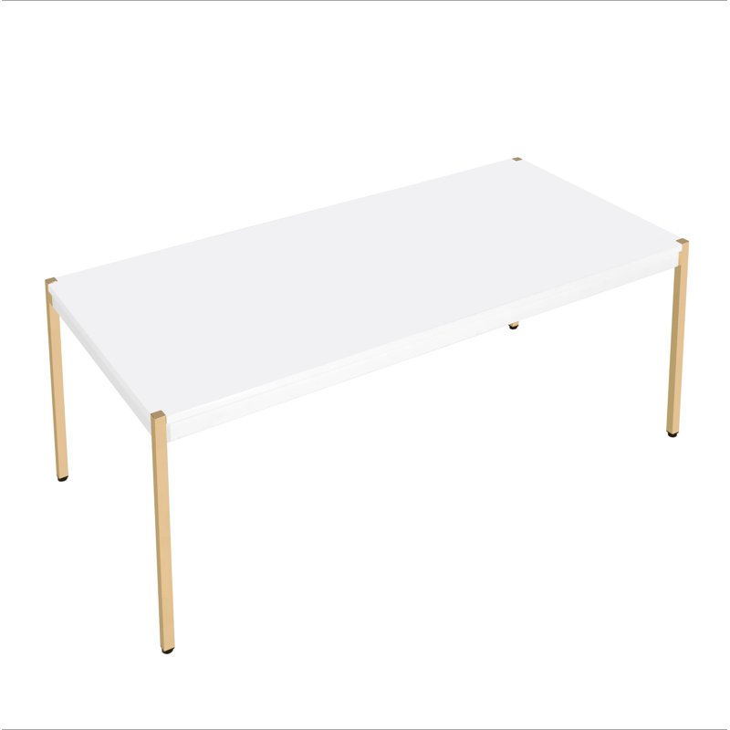 Table basse rectangulaire blanche et dorée