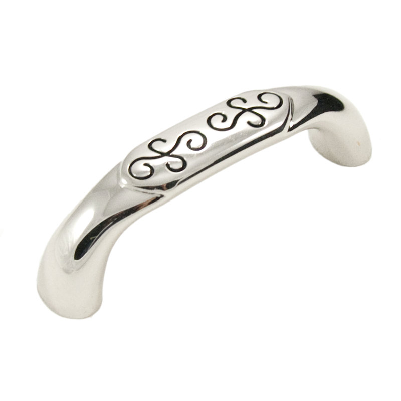 Palermo 3" Center to Center Arch Pull, Polished Nickel with Black