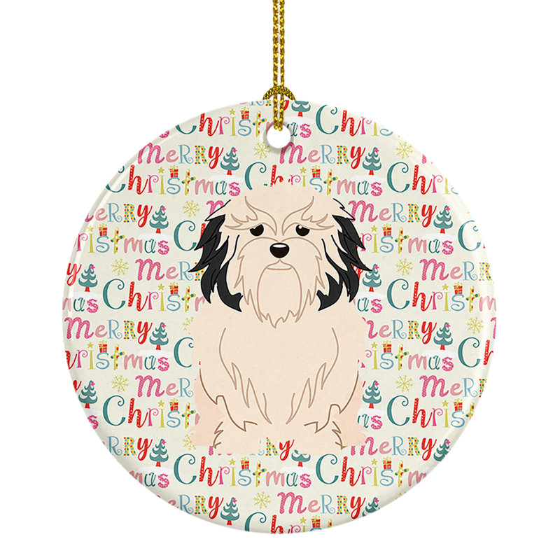 Ornement suspendu Merry Christmas Lowchen