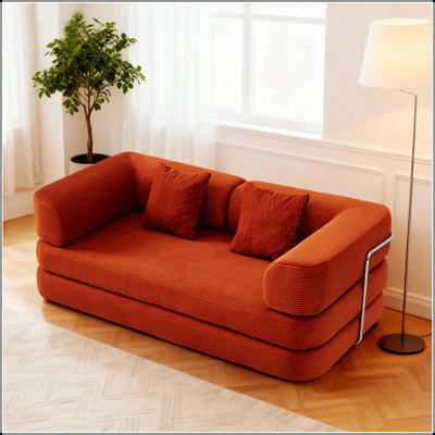 Convertible Floor Sofa Bed With Comfy Blanket Pillow, Enhanced Frame Stability For Living Room And Bedroom