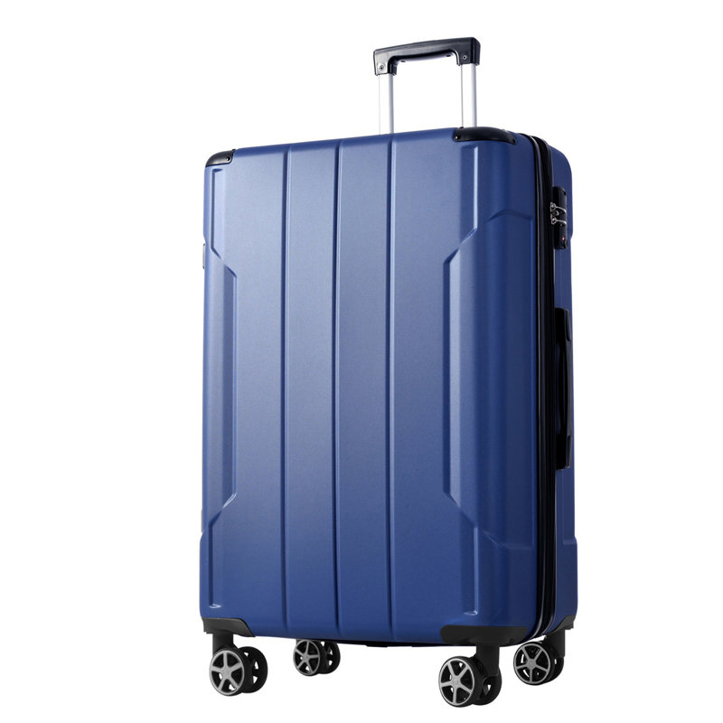Valise rigide, valises en ABS léger et durable avec roues doubles, bagage à carreaux extensible de 28 pouces (bleu)