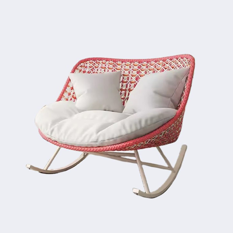 Chaise berçante décontractée simple et moderne, Blanc, Rouge, blanc cassé