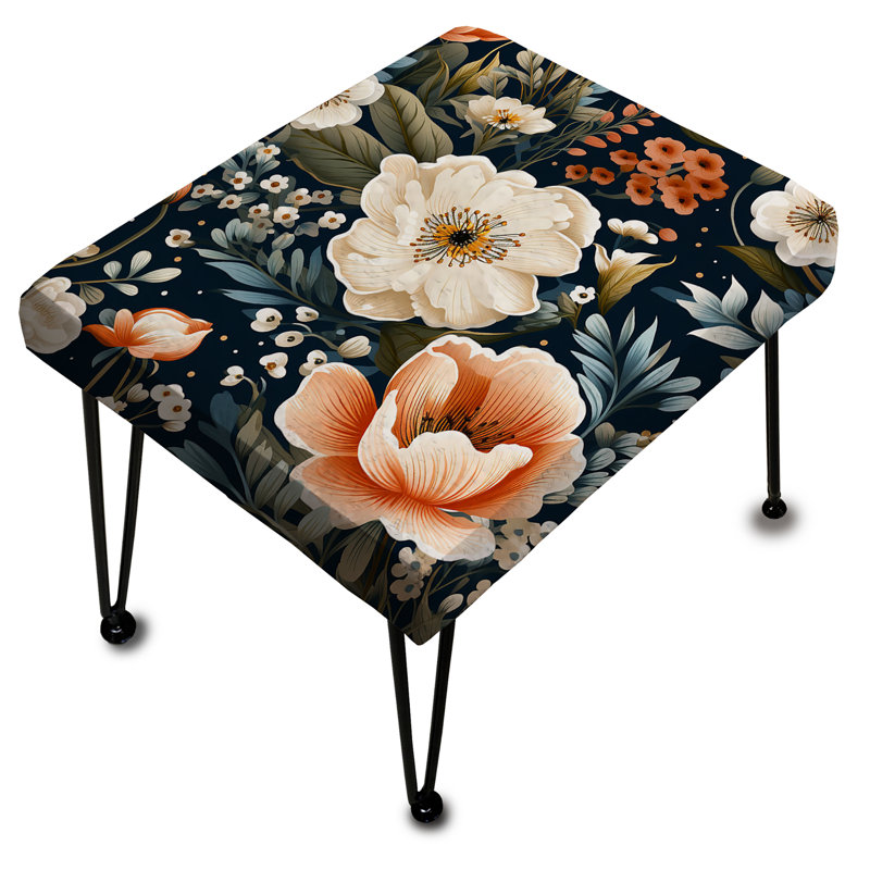 White And Blue Magnolias Floral Pattern - Floral Rectangle Ottoman
