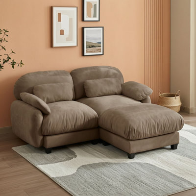 2-Seater Modular Chenille Sofa with Removable Ottoman