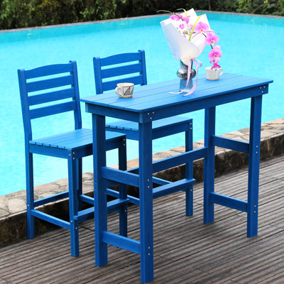 Tabourets de bar bleu marine pour le jardin et l'extérieur, sièges pour 2 personnes, conception américaine, imperméable, conception d'entretien, bleu, intempéries, séchage rapide