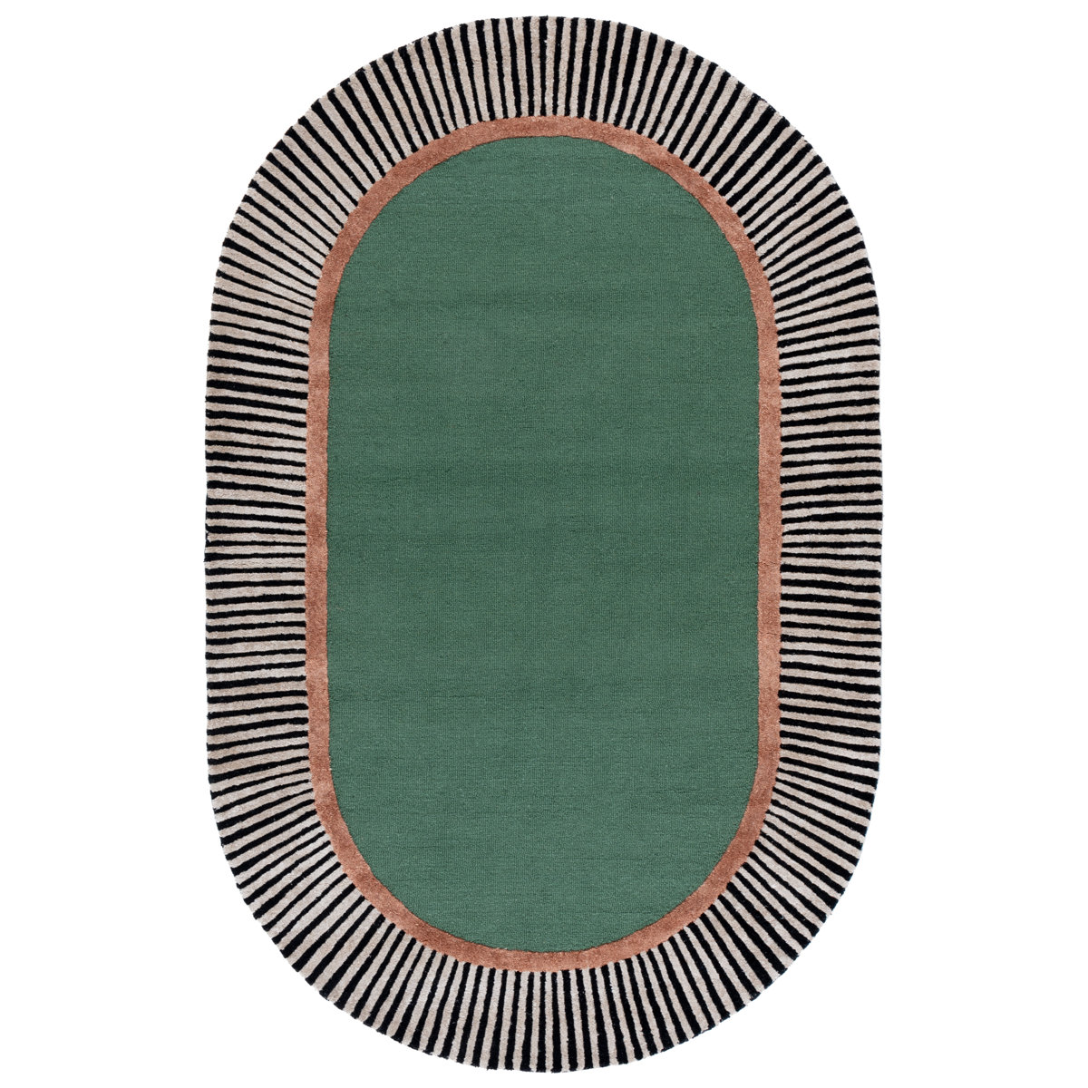 Rosecliff Heights Bolich Hand Tufted Wool/Viscose/Cotton Rug in Black/Green & Reviews | Wayfair