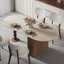70.87" L Foldable Oval Dining Table with Storage, Extendable Kitchen Table, Sintered Stone Tabletop & Wood Base Dining Table