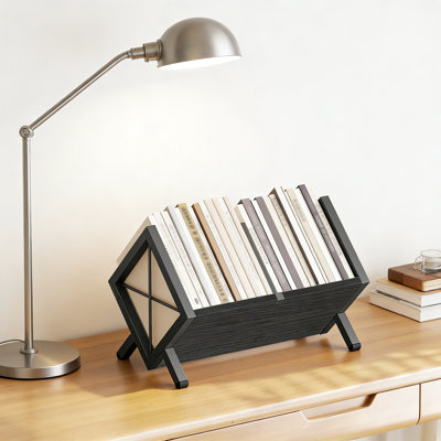 Vinyl Record Holder, Record Storage Rack Holds 80-100 Lps, Wooden And Metal Record Organizer