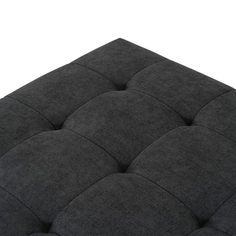 Cutts Tufted Ottoman With Rubberwood Legs