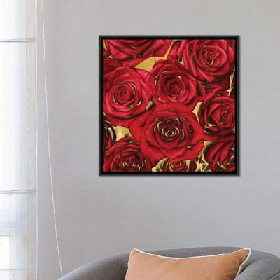 « roses-rouge on gold », impression sur toile