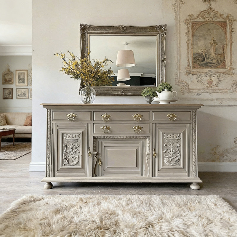 Buffet multifonctionnel de style français, H 38,58 po x l 70,87 po x P 22,83 po