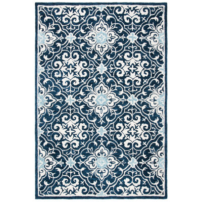 Tapis damassé en laine et en coton touffeté à la main Roslyn