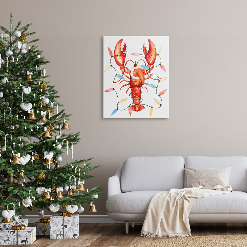«Nautical Lobster Christmas Lights on Canvas», impression, H 40 po x l 30 po x P 1,5 po