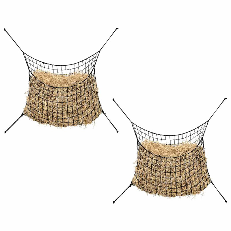 Vidaxl Hay Net Set Of 2 Polypropylene 29.5 X 19.7 In Foldable, Black