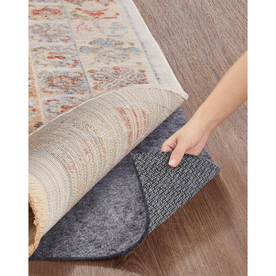 Non Slip Cushioned Rug Pad Gripper 6 x 9 Ft, Felt and Silicone Backing, 1/4 inch Thick, Carpet Liner Protector Mat for Area Rugs and Hardwood Floors, with Over 99 Pcs Anti-Slip Strips Pattern