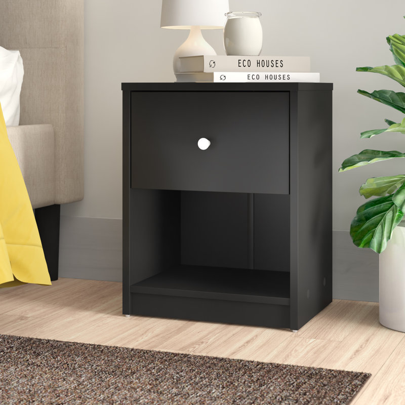 Clanton Small-Space 1 - Drawer Nightstand, Black