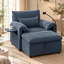 Chaise longue en chenille avec repose-pieds, dossier réglable, table d'appoint pliable et ports de charge USB Norelvessique-2126257346