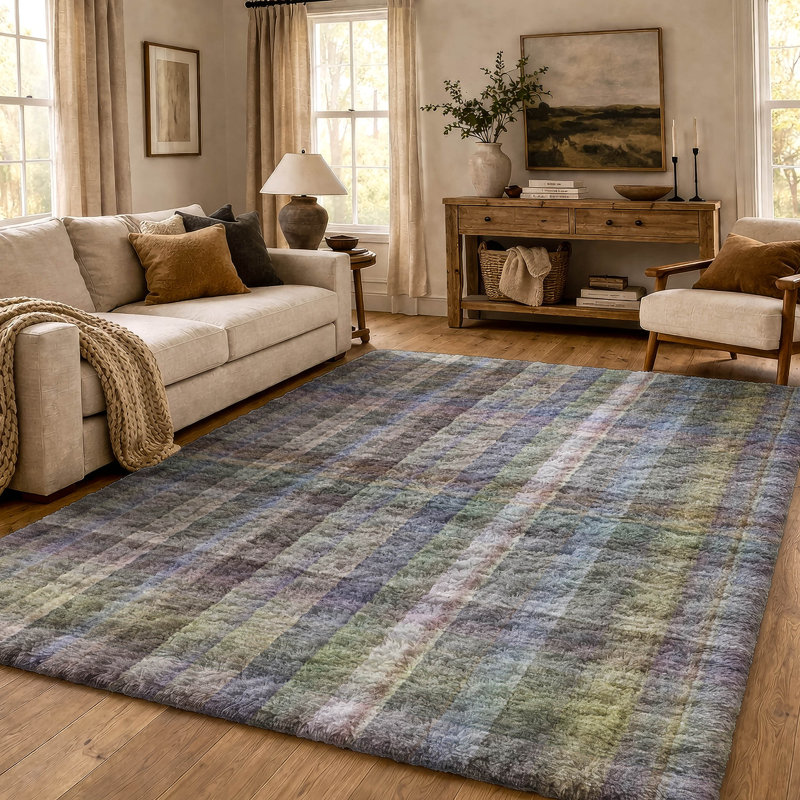 Tapis à poil long de qualité supérieure lavable à la machine ADS534, Étain, 3 pi x 5 pi