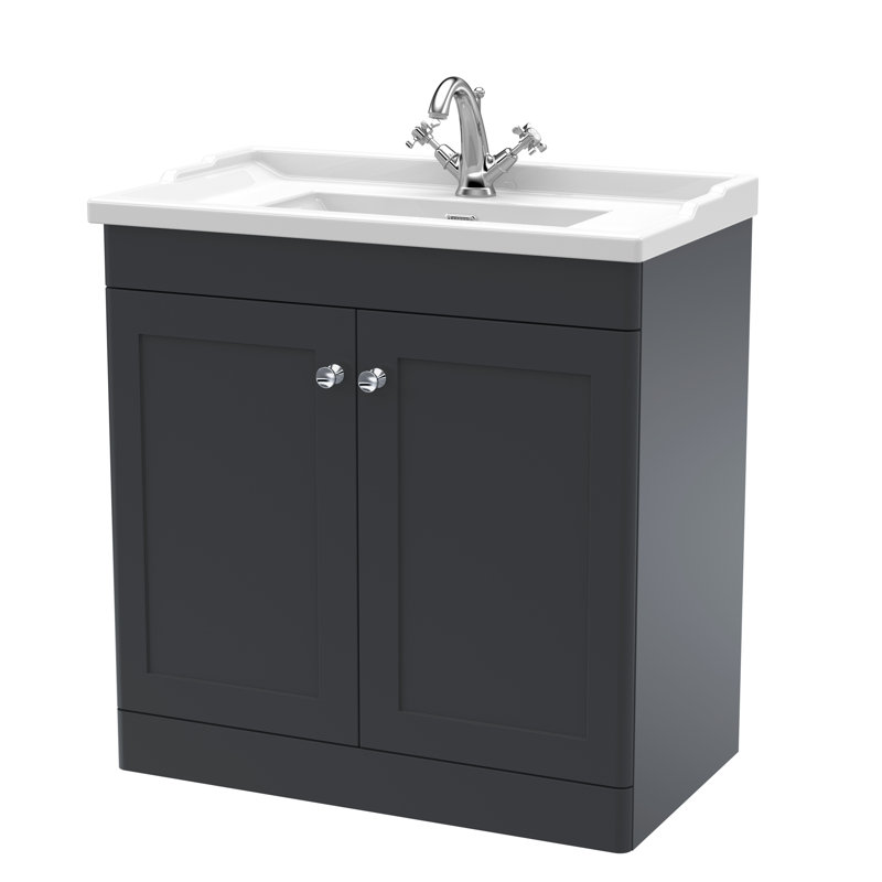 Classique 800mm Double Bathroom Vanity with Vanity Top, Satin Anthracite