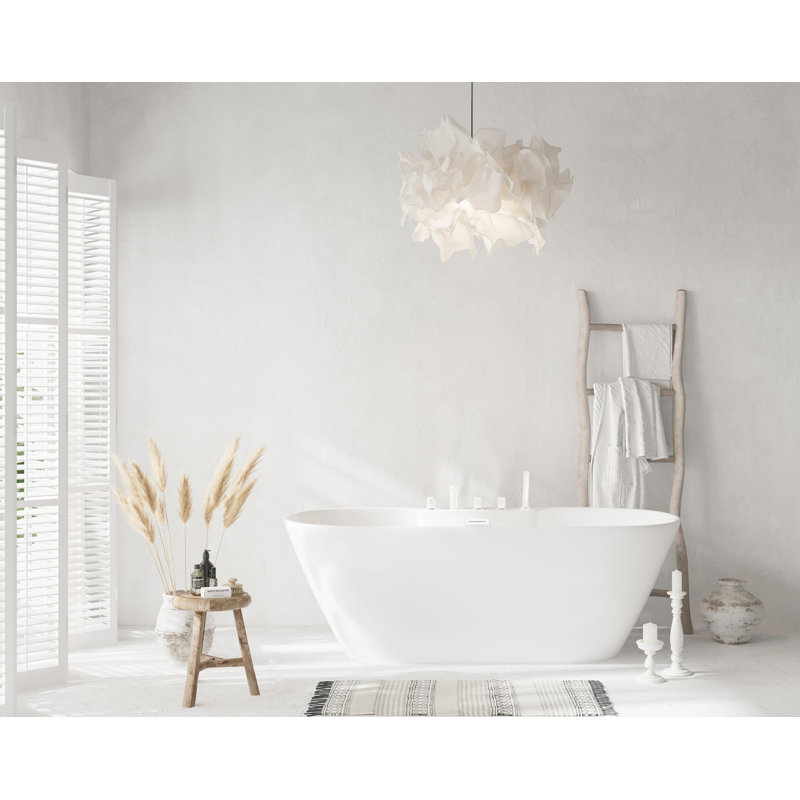 Baignoire de 67 pouces en blanc brillant avec garniture, Blanc poli
