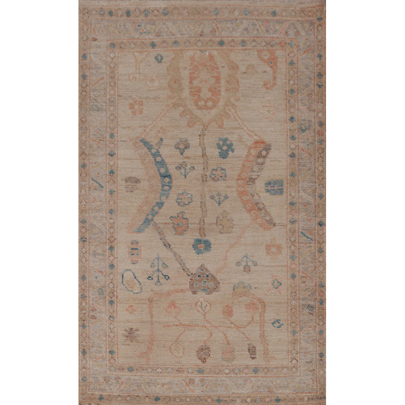 Vegetable Dye Wool Oushak Turkish Rug 3x5