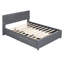 Lit plateforme tapissier avec tête de lit à motif brique, gigogne simple TG et 2 tiroirs, tissu en lin-1217141858-1217141869