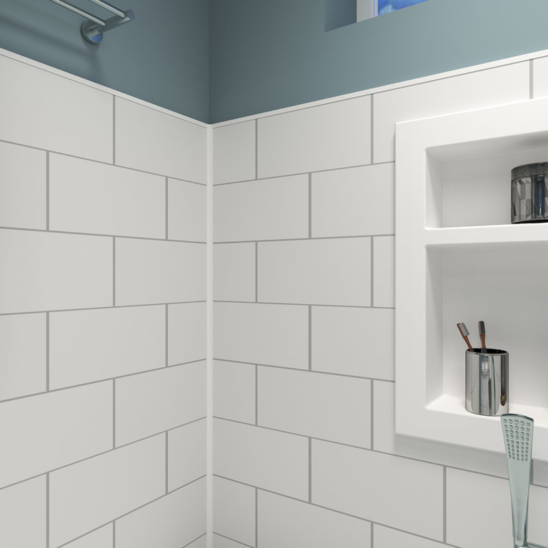 Bella CORE Poly Subway Tile 6 x 12" Tub and Shower Surround 2 Wall up to 48D x 48W x 96H